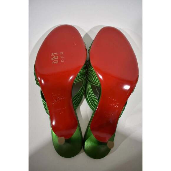 Christian Louboutin Multitaski 70 Green Strap Backless Mule Kitten Heel Pump 39 - Picture 12 of 12